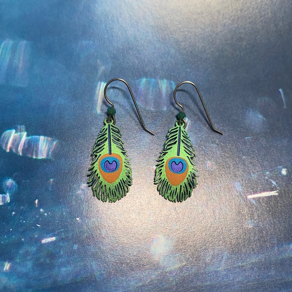 Peacock feather earrings
